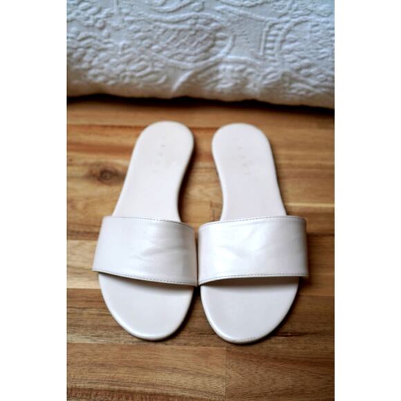 Lanne Classic White Leather Slip Ons Minimalist Simple Brazil Sandals Size 7 - Picture 1 of 9